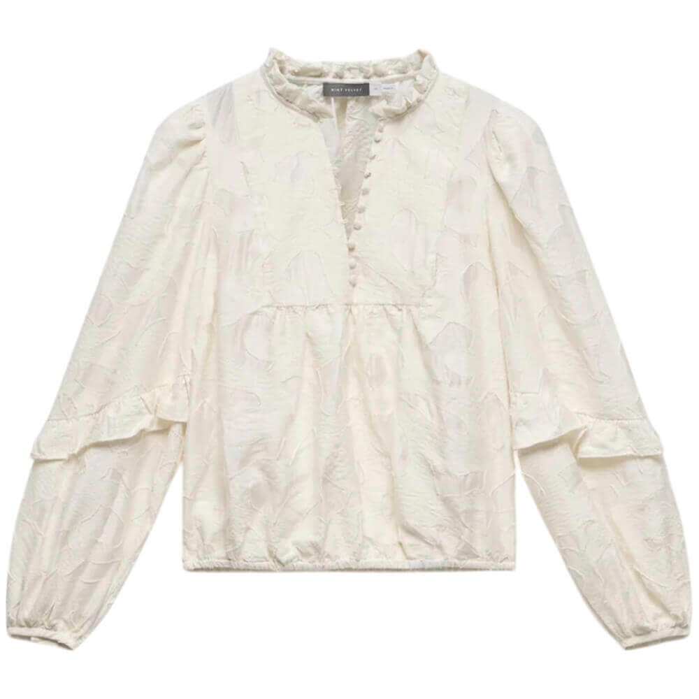 Mint Velvet Cream Jacquard Blouse